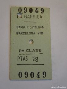 Coleccionismo billetes de transporte: BILLETE FERROCARRIL DE LA GARRIGA A BARCELONA, VER FOTOS